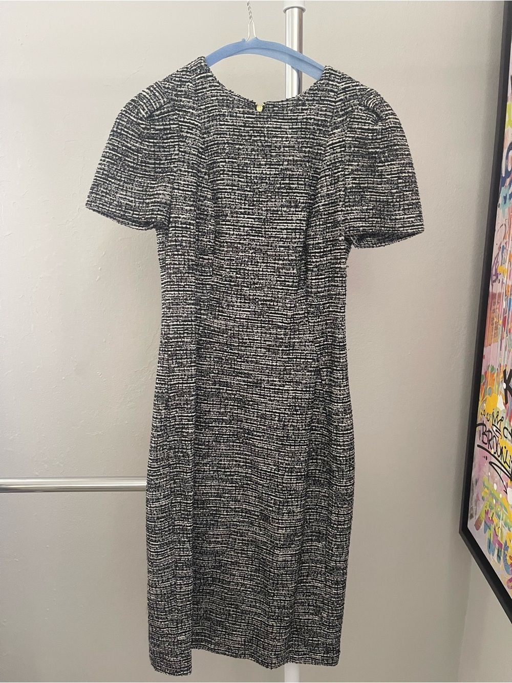 Calvin Klein Black and White Tweed Sheath Dress